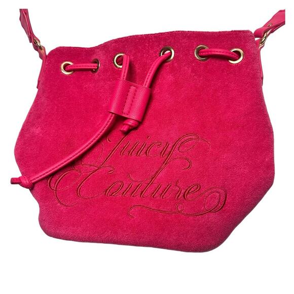 Pink Velour Juicu Couture Bucket Purse Bag - Picture 2 of 5